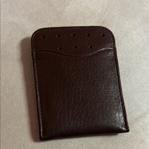 Slim Brown Leather Money Clip Card Case - Men Accessories